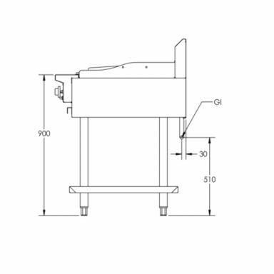 B+S Black Combination Two Open Burners & 600mm Char Broiler BT-SB2-CBR6