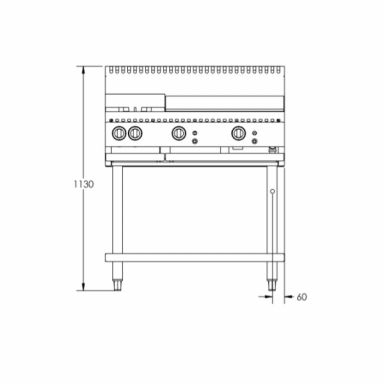 B+S Black Combination Two Open Burners & 600mm Grill Plate BT-SB2-GRP6