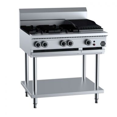 B+S Black Combination Four Burners & 300mm Char Grill BT-SB4-CBR3