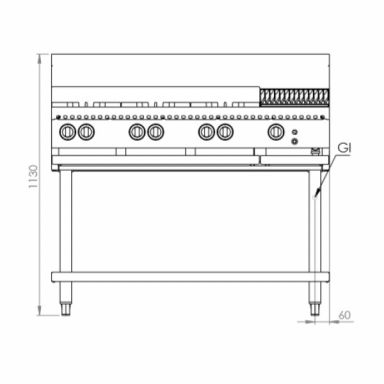 B+S Black Combination Six Open Burners & 300mm Char Grill BT-SB6-CBR3