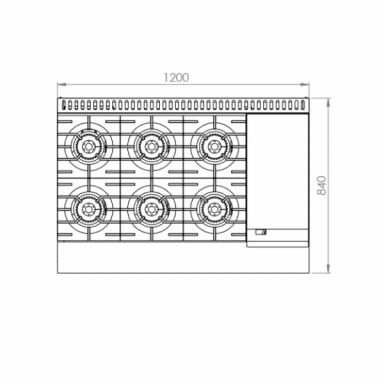 B+S Black Combination Six Open Burners & 300mm Grill BT-SB6-GRP3