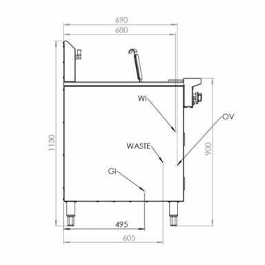 B+S Black Noodle Cooker with Soup Warmer insert (2 rounds + 2 recs) NC-2-SW-2
