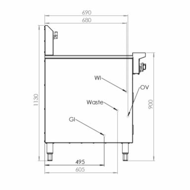 B+S Black Noodle Cooker with Soup Warmer insert (3 rectangulars) NC-SW3