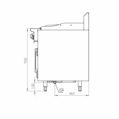 B+S Black Oven with 300mm Char Broiler & Four Open Burners OV-SB4-CBR3