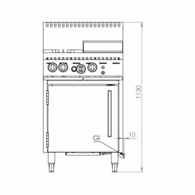 B+S Black Oven with 300mm Grill Plate & Two Open Burners OV-SB2-GRP3