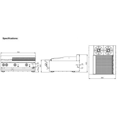 B+S Black BT-SB2-CBR6BM Gas Combination Two Open Burners & 600mm Char Broiler - Bench Mounted