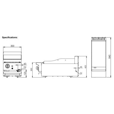 B+S Black Grill Plate 300mm Bench Mounted GRP-3BM