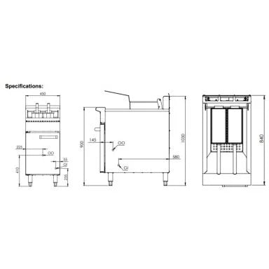 B+S Black Turbo Fryers Single Pan TF-451