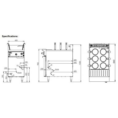 B+S K+ Noodle Pasta Cookers Six Basket KNC-6