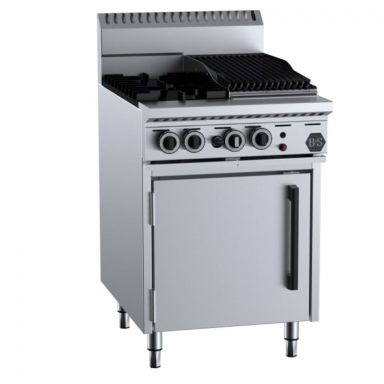 B+S Black Oven with 300mm Char Broiler & Two Open Burners OV-SB2-CBR3