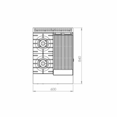 B+S Black Oven with 300mm Char Broiler & Two Open Burners OV-SB2-CBR3