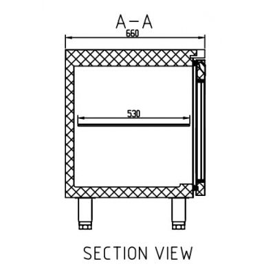 Anvil Glacian BCG62350 Slimline 660mm Deep 4 Door Glass Underbench Fridge