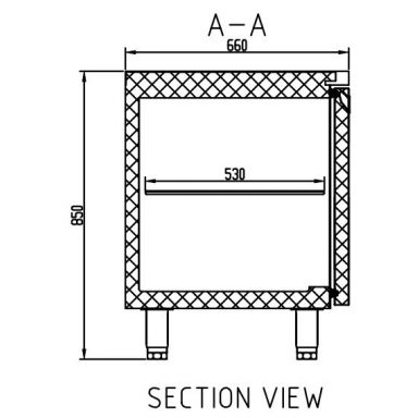 Anvil Glacian BCS6955 Slimline 660mm Deep 1 Door S/S Underbench Fridge