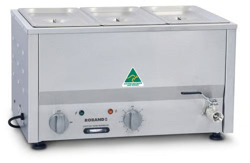 Roband BM2B Counter Top Bain Marie - 3 x 1/3 size 100 mm pans & lids