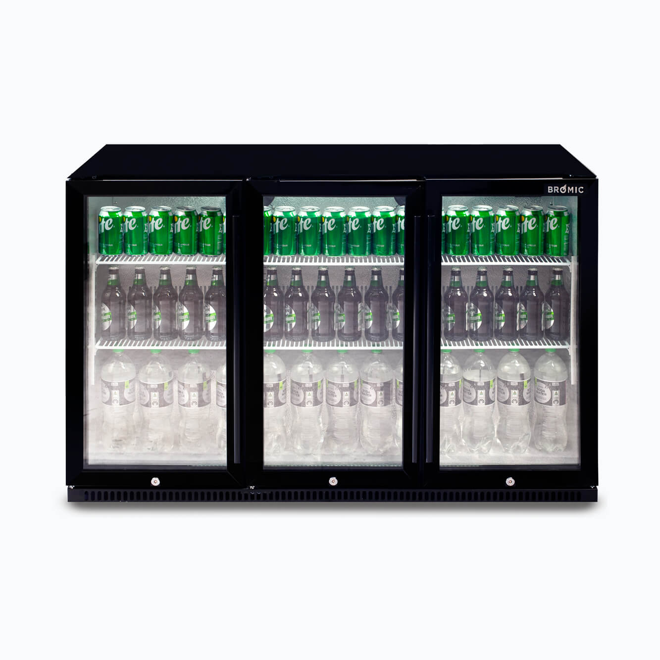 Bromic BB0330GD-NR Back Bar Three Glass Door Display 307L (Hinged Door)