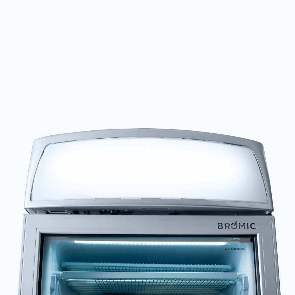 Bromic UF0374LS-NR LED Flat Glass Door Freezer with Lightbox 300L