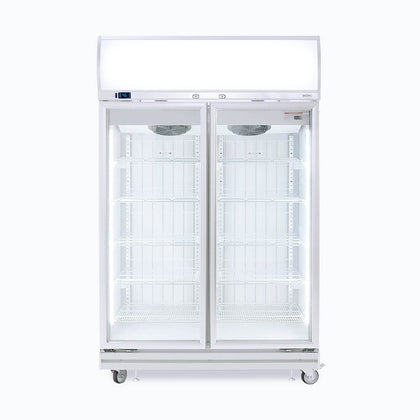 Upright Display Freezer  976L 2 Doors  Flat Glass Lightbox