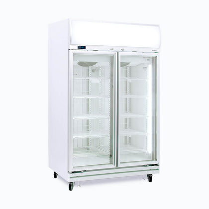 Upright Display Freezer  976L 2 Doors  Flat Glass Lightbox