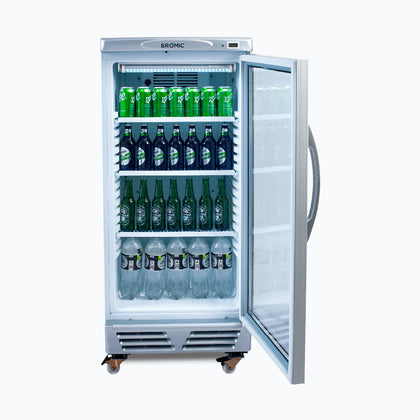 Bromic GM0220 Silver Flat Glass Door LED Display Fridge 215L