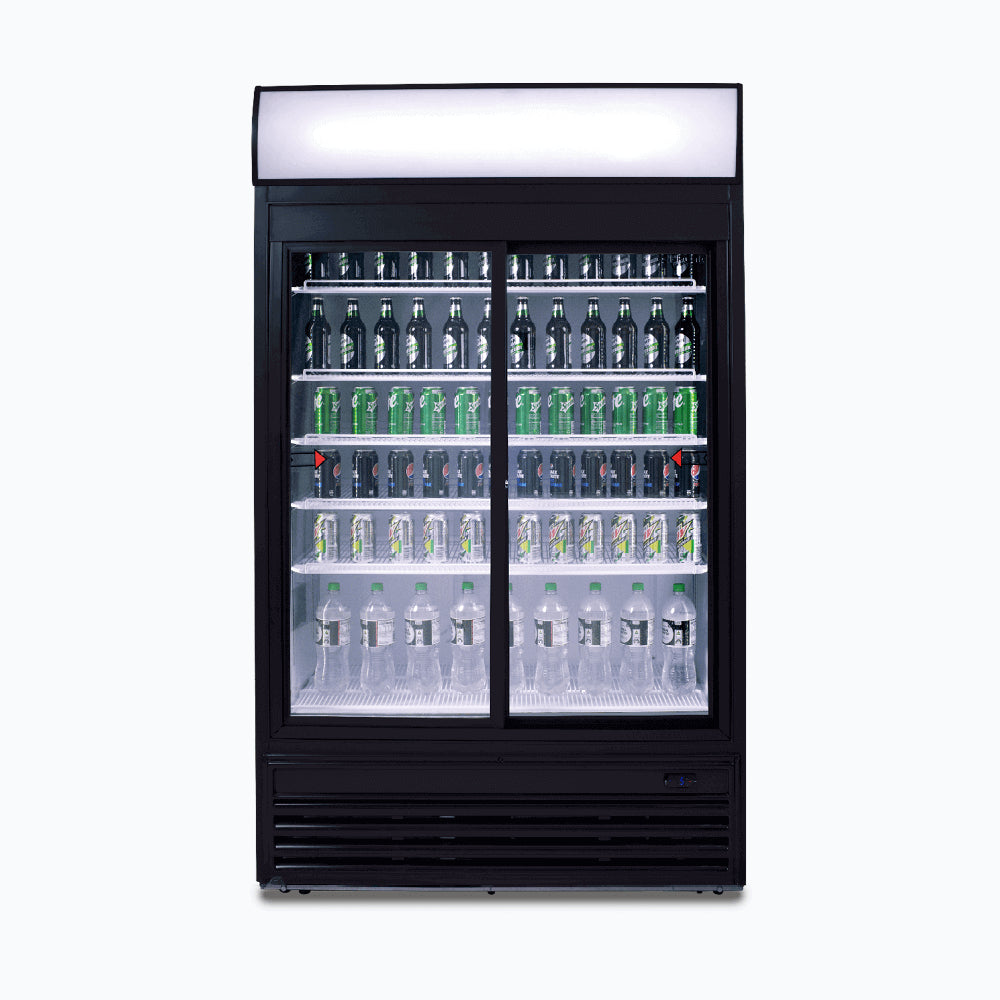 Bromic - Upright Display Fridge  - 945L - 2 Doors - Sliding - Flat Glass - Lightbox
