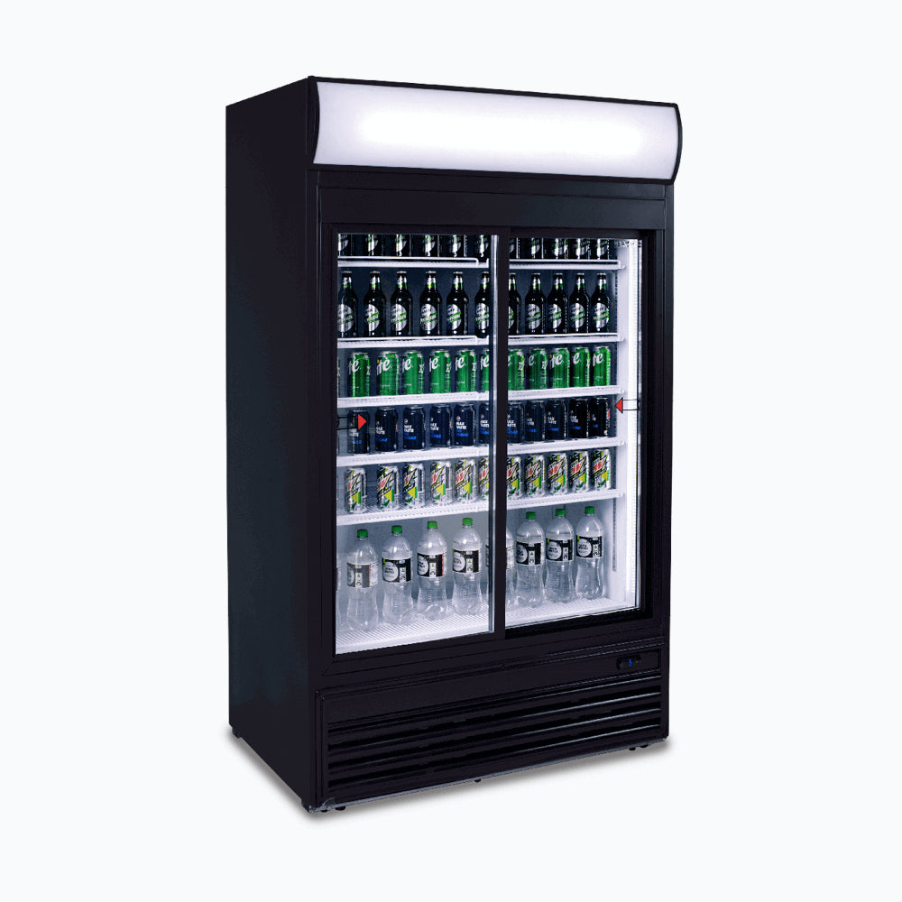 Bromic - Upright Display Fridge  - 945L - 2 Doors - Sliding - Flat Glass - Lightbox