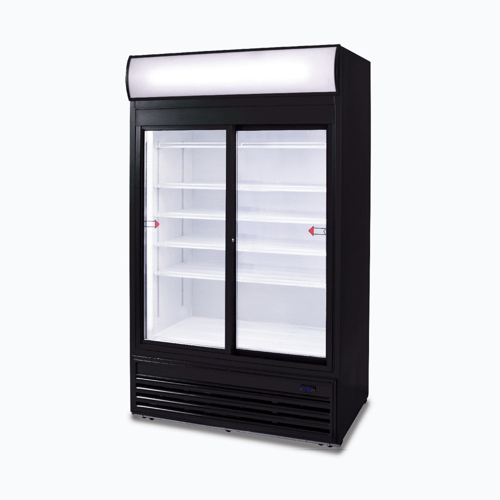Bromic - Upright Display Fridge  - 945L - 2 Doors - Sliding - Flat Glass - Lightbox