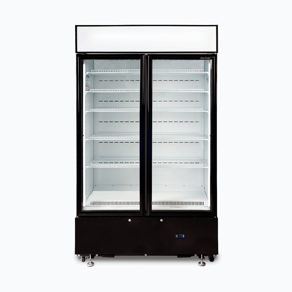 Bromic - Upright Display Fridge - 960L - 2  Doors - Flat Glass - Cassette - Black