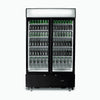 Upright Display Fridge  960L 2 Doors Flat Glass Cassette Black