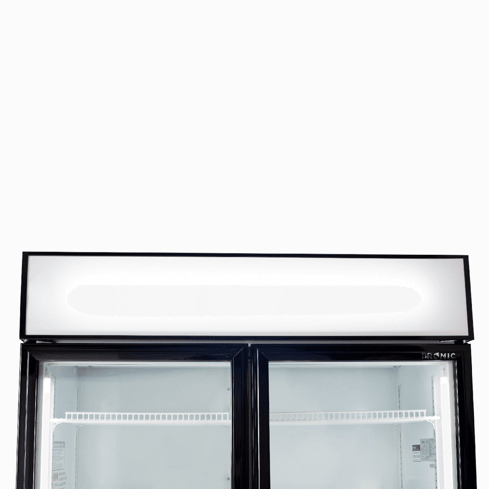 Bromic GM0900LBECO Upright Display Fridge 885L 2 Doors Flat Glass Black