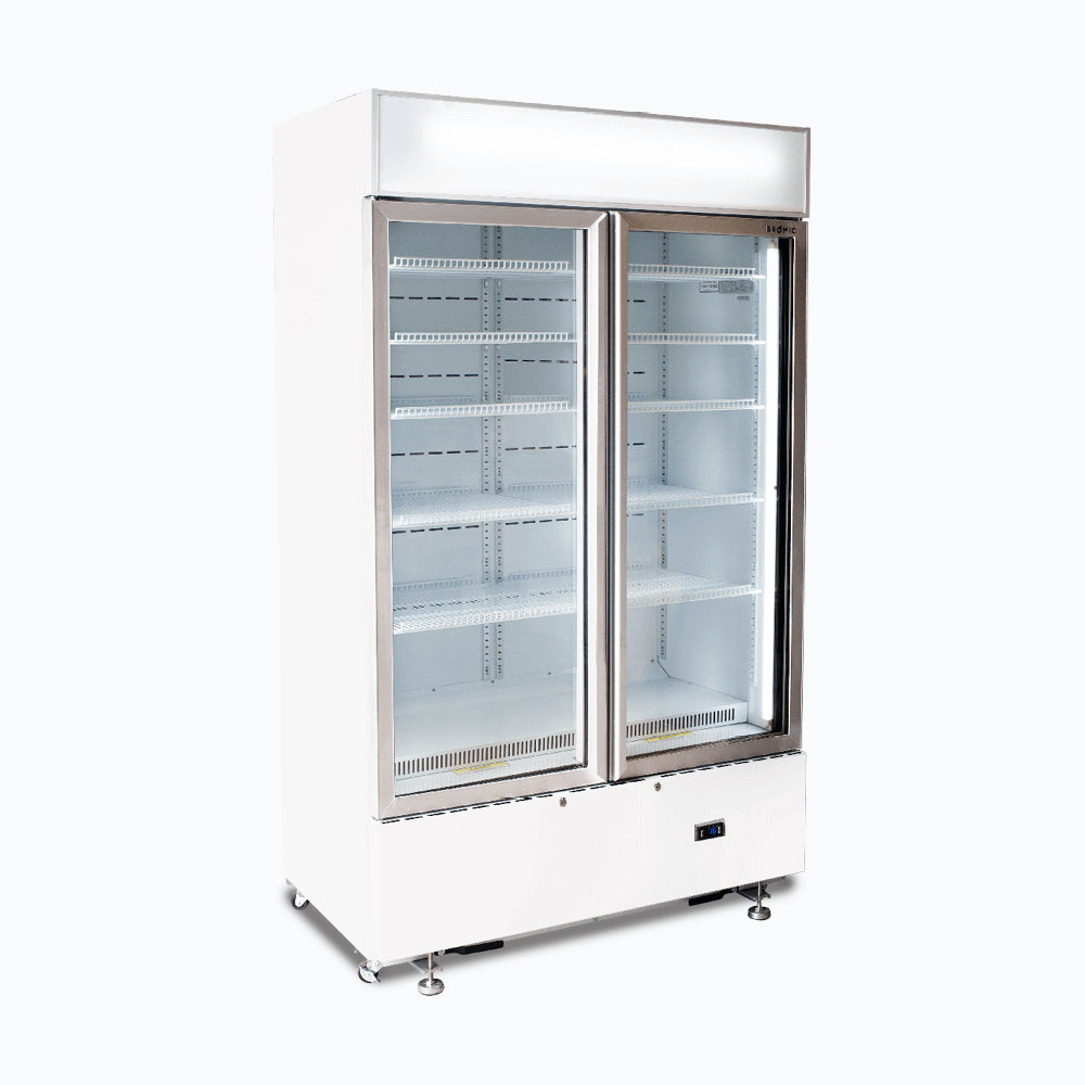 Bromic - Upright Display Fridge - 960L - 2 Doors - Flat Glass - Cassette - White