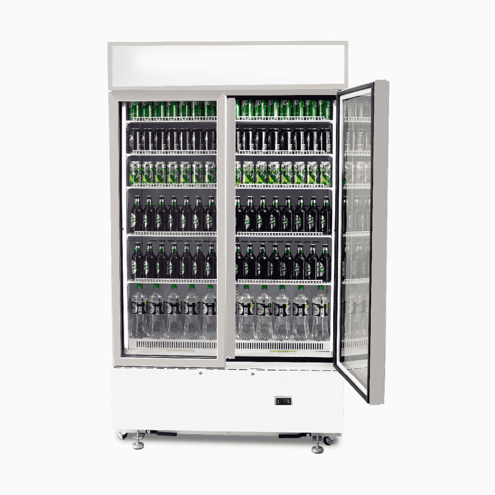 Bromic - Upright Display Fridge - 960L - 2 Doors - Flat Glass - Cassette - White