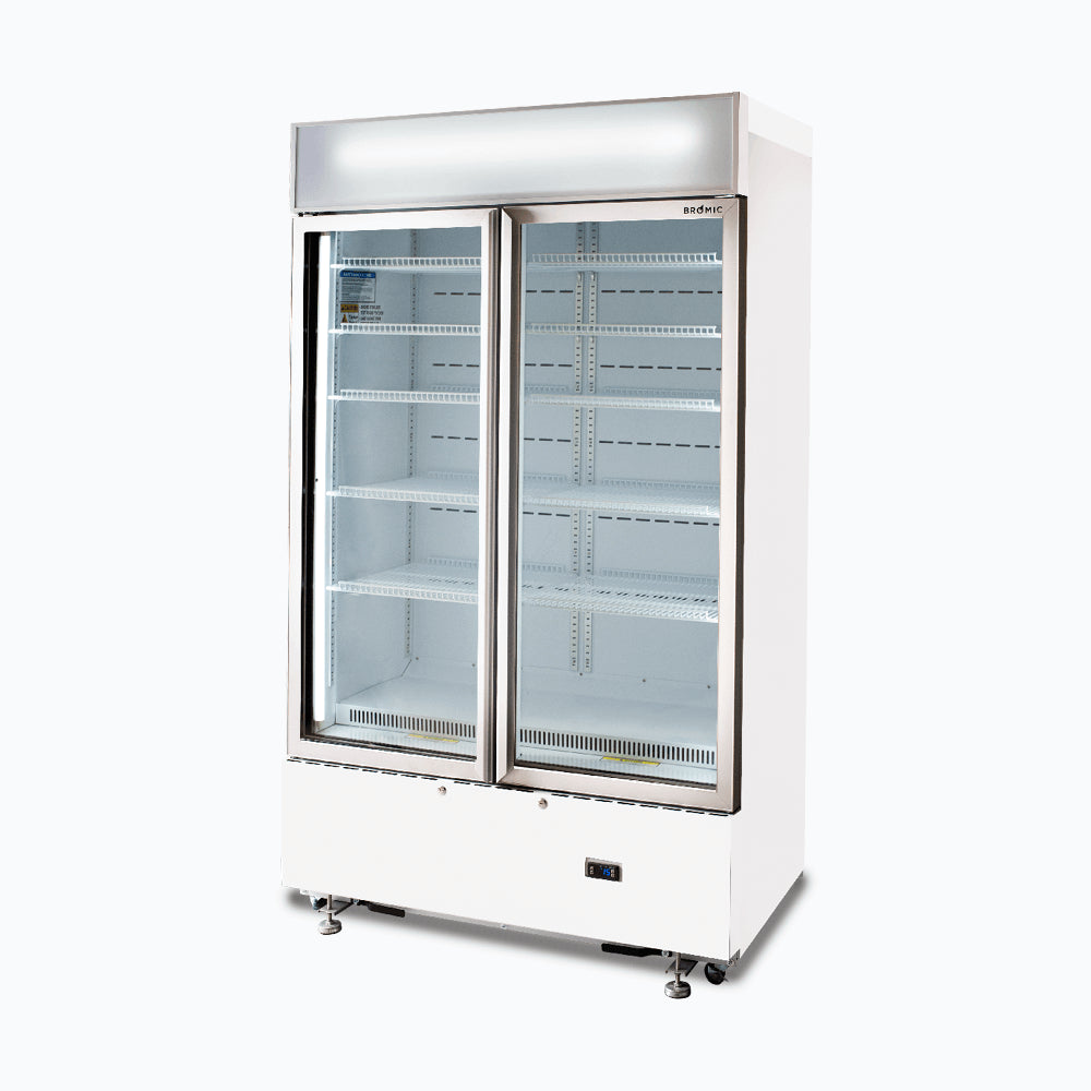 Bromic - Upright Display Fridge - 960L - 2 Doors - Flat Glass - Cassette - White