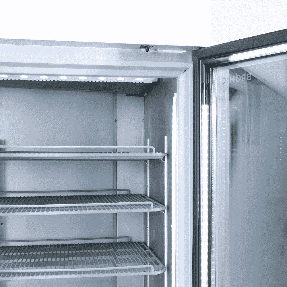 Bromic - Upright Display Fridge - 1082L - 2 Door - Flat Glass - Lightbox - Black