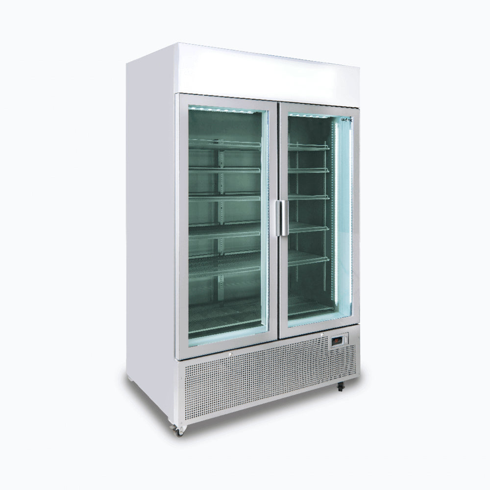 Bromic - Upright Display Fridge - 1082L - 2 Door - Flat Glass - Lightbox - Silver