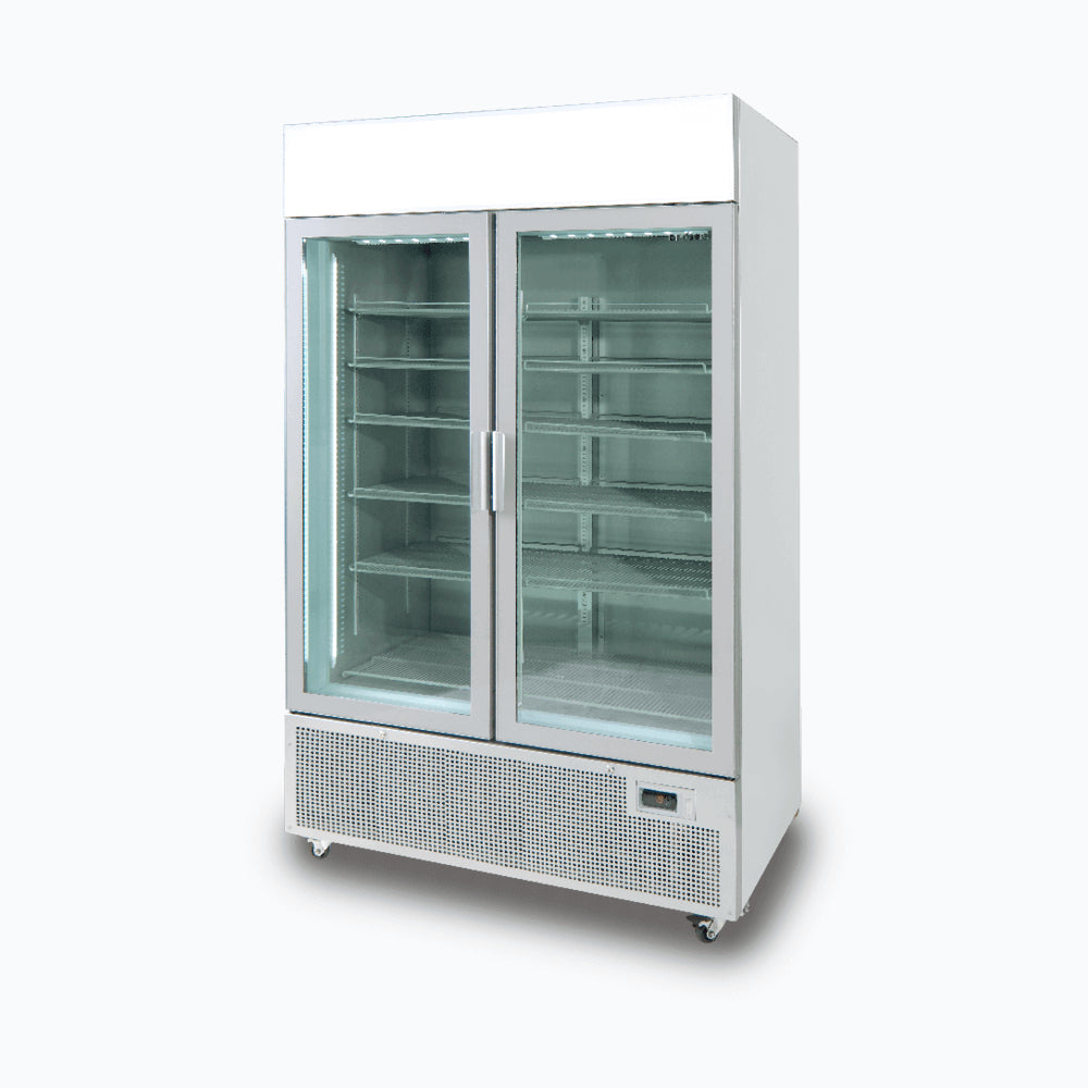 Bromic - Upright Display Fridge - 1082L - 2 Door - Flat Glass - Lightbox - Silver