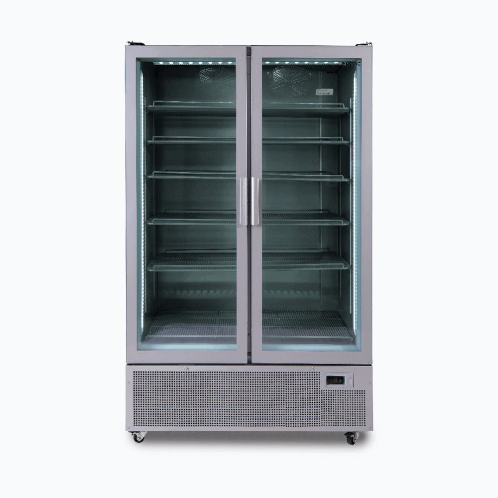 Bromic - Upright Display Fridge - 1126L - 2 Door - Flat Glass - Silver