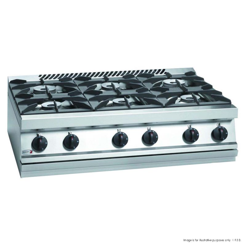 Fagor CG7-60H 700 Series Natural Gas 6 Burner Stainless Steel Boiling Top
