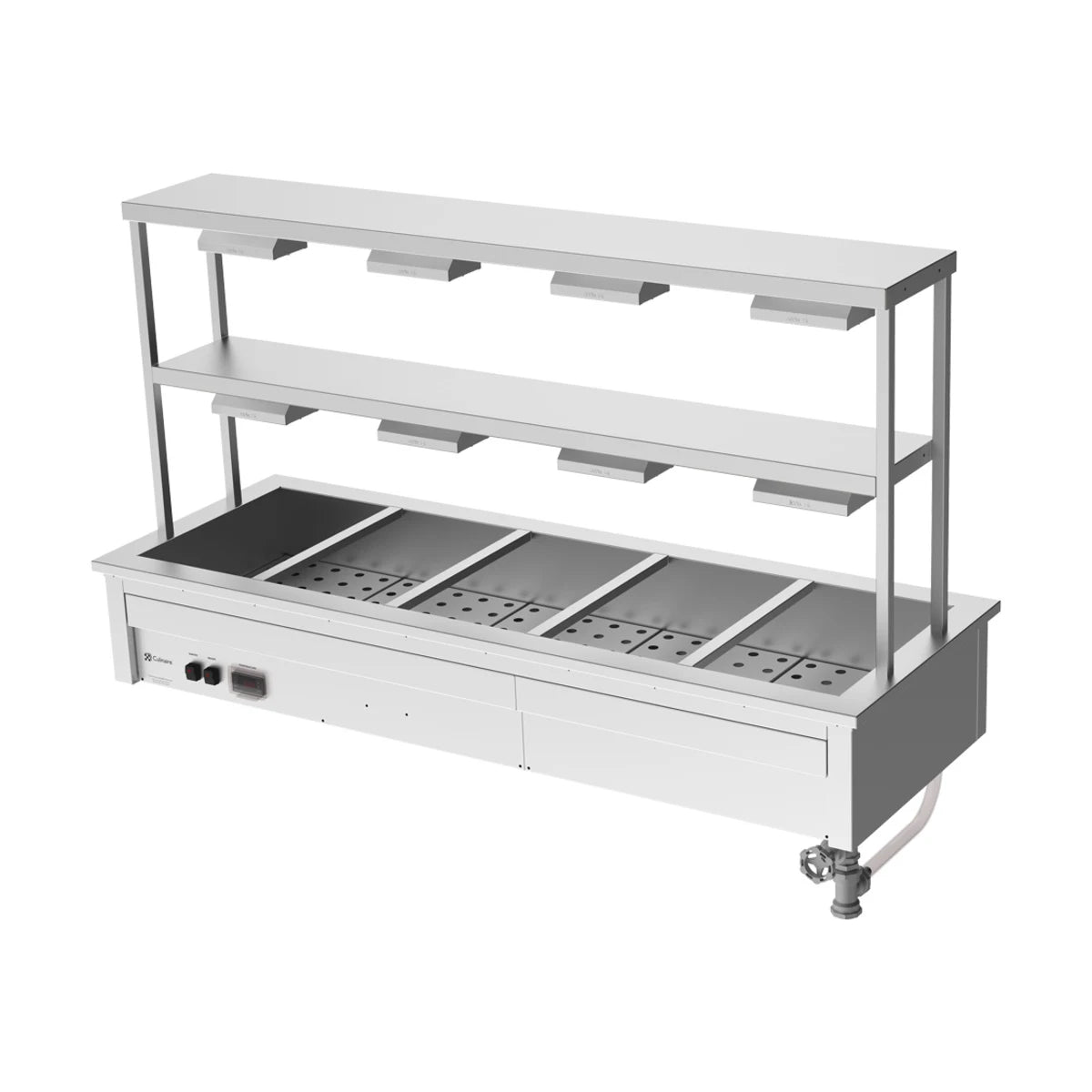 Culinaire Drop In Bain Marie with Double Gantry & Heat Lamps to Bottom & Top Shelves CH.BM.D.GDD.5