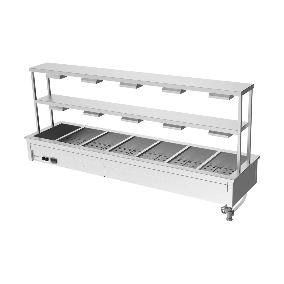 Culinaire Drop In Bain Marie with Double Gantry & Heat Lamps to Bottom & Top Shelves CH.BM.D.GDD.7