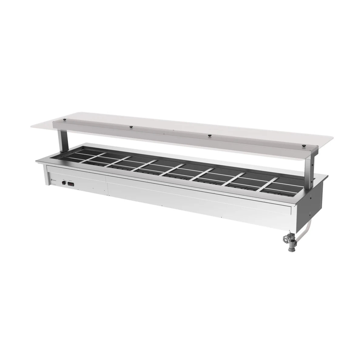 Culinaire Drop In Counter Line Bain Marie With Flat Glass Gantry CH.BMC.D.GSF.8