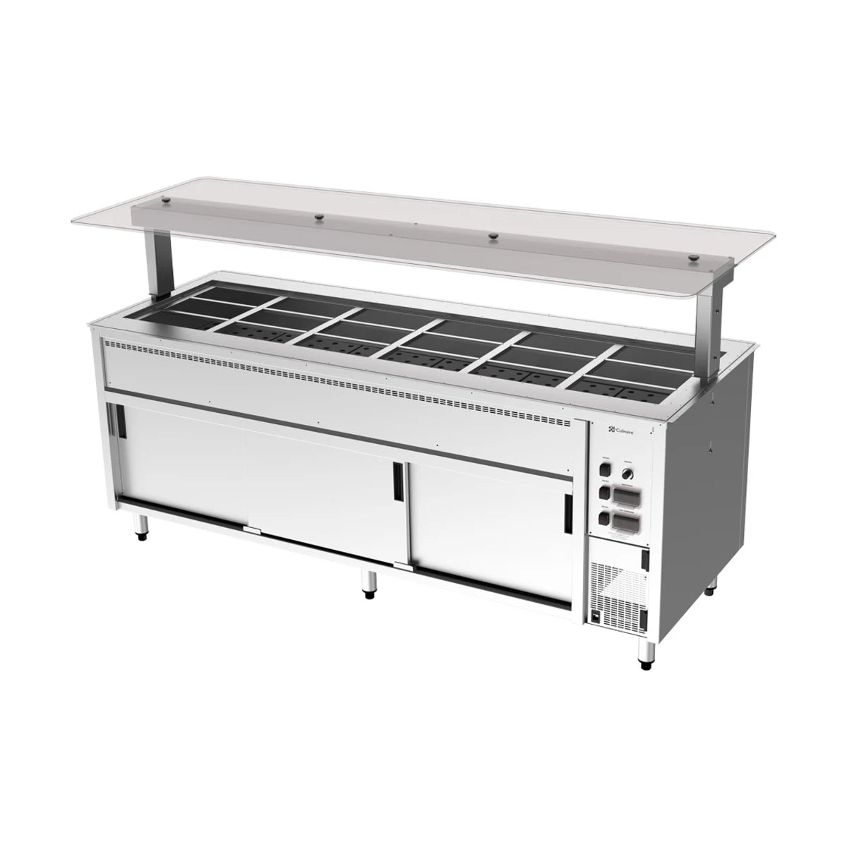 Culinaire Under Bench Counter Line Bain Marie Hot Cupboard With Flat Glass Gantry