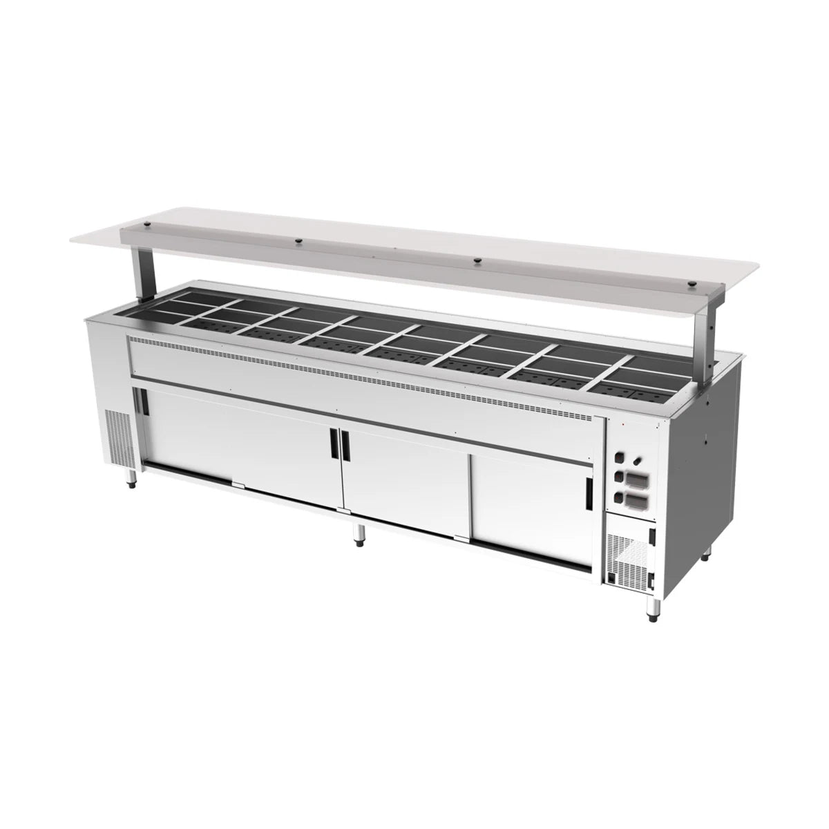 Culinaire Under Bench Counter Line Bain Marie Hot Cupboard With Flat Glass Gantry