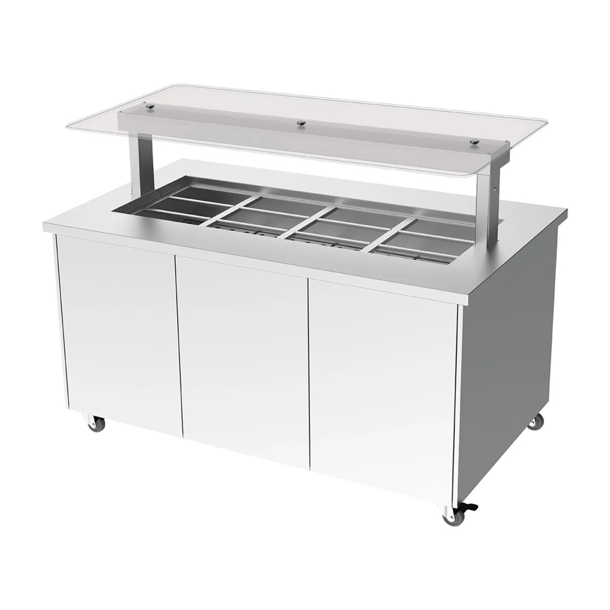 Culinaire Heated Mobile Island Buffet with Flat Glass Gantry