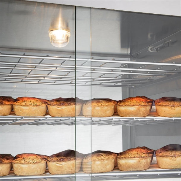 Apuro Pie Warmer 30 Capacity - 350W | Holds 30 pies | Internal Light | Glass Sliding Doors