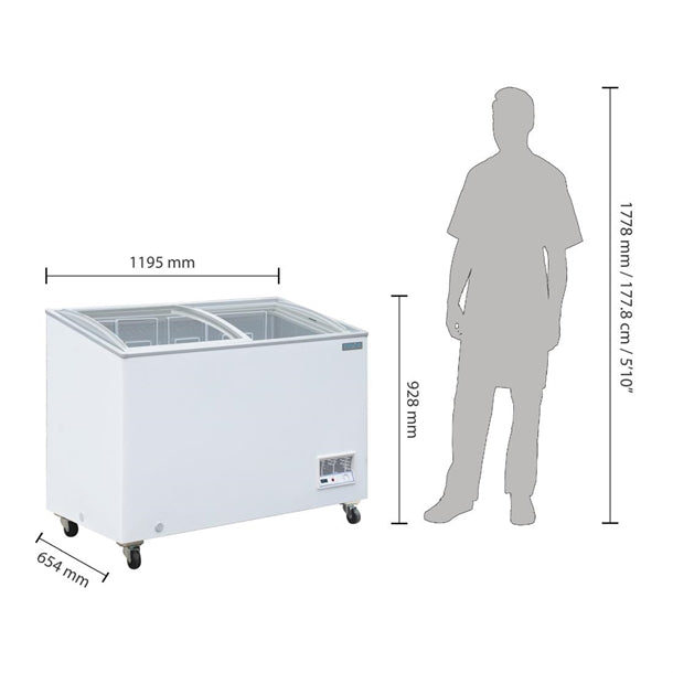 Polar G-Series Display Chest Freezer 270Ltr - 250W. Width: 1195mm. R290