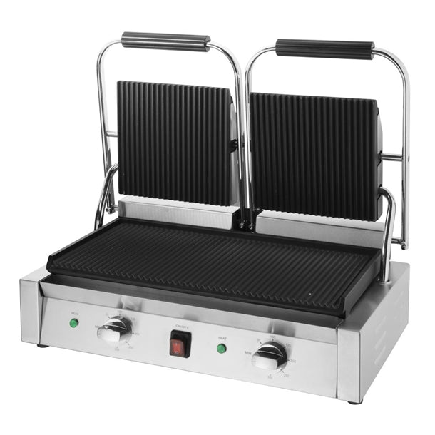 Apuro Bistro Double Ribbed Contact Grill - Power: 2.9kW | Double grill | Ribbed upper & lower plates