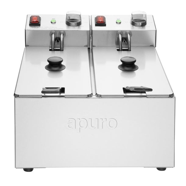 Apuro Twin Tank Fryer - 2x3Ltr - 2x2kW - 2x2kW | Oil Capacity: 2x3Ltr