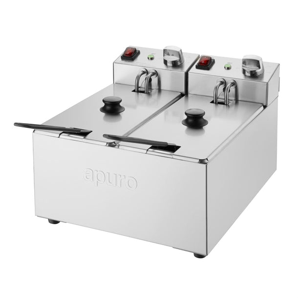 Apuro Twin Tank Fryer - 2x3Ltr - 2x2kW - 2x2kW | Oil Capacity: 2x3Ltr
