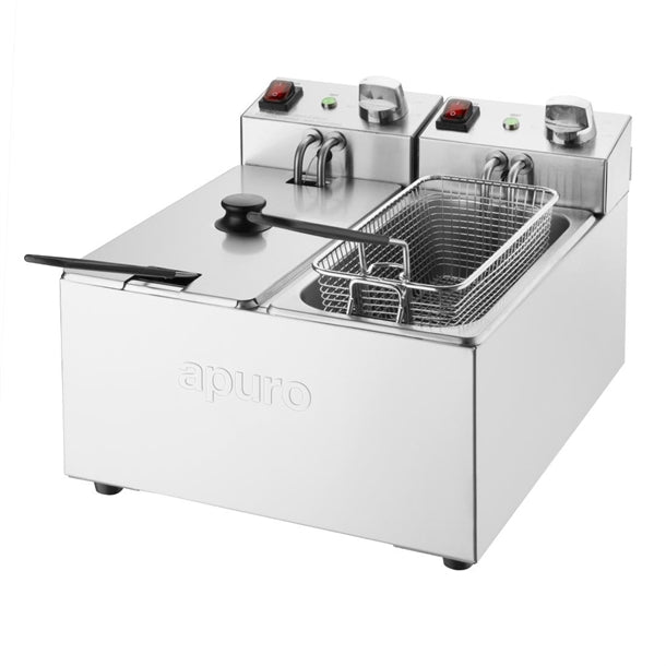 Apuro Twin Tank Fryer - 2x3Ltr - 2x2kW - 2x2kW | Oil Capacity: 2x3Ltr