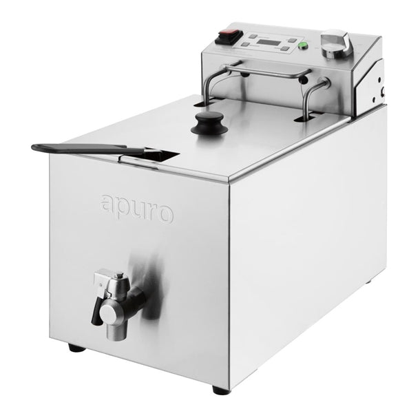 Apuro Single Tank Electric Fryer with Timer 8Ltr - 2.9kW | Oil Capacity: 8Ltr | Chip output: up to 8kg/hr
